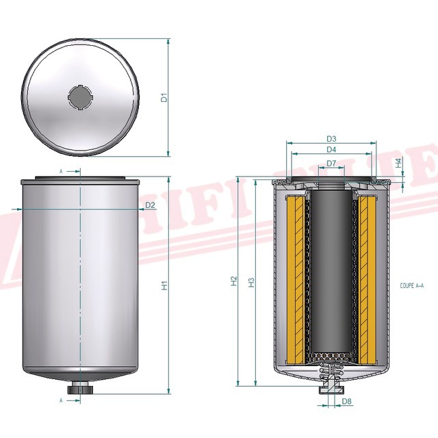 Filtre A Gasoil Separateur D'eau SN 1251 Hifi Filter référence fournisseur HIFSN1251
